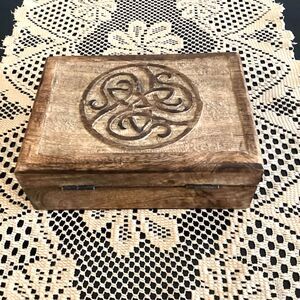Celtic Distressed Mango Wood Keepsake Trinket Jewelry Storage Handcrafted Box